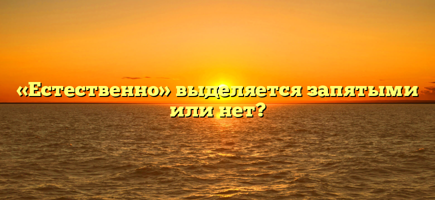«Естественно» выделяется запятыми или нет?